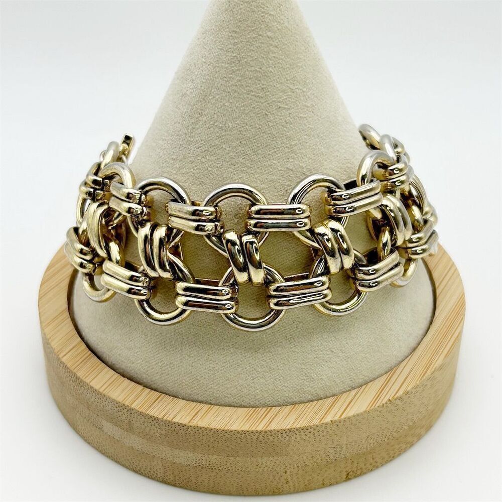 Premier Designs Chunky Gold Tone Chain Link Bracelet 8.5" Adjustable Toggle